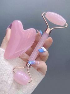 Set de 2/1 piezas para masaje de belleza facial, incluye rodillo, tabla de masaje, tabla de gua para raspar el cuerpo y la espalda, opciones de rosa y morado