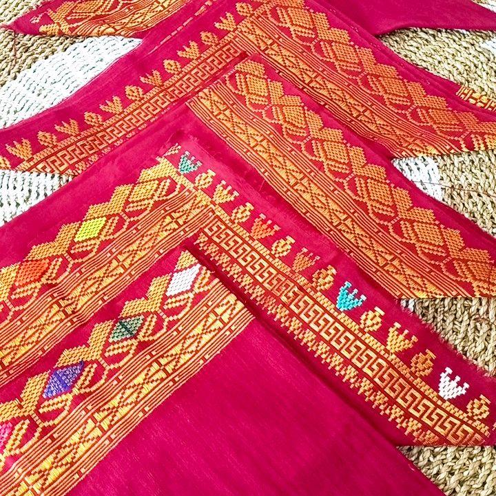 sapuk songket warna dasar maroon original tenun - Shop | Tokopedia