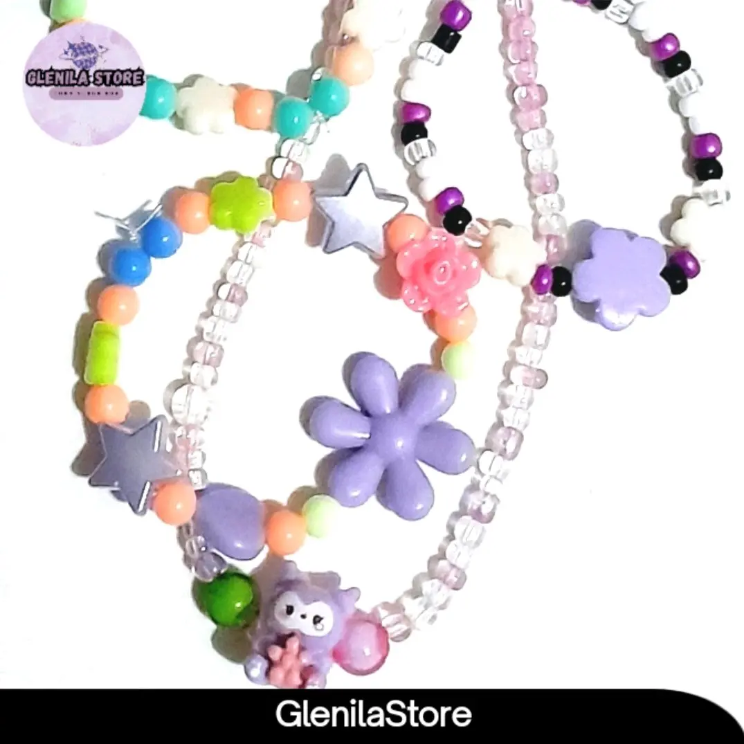Gelang Manik Custom Anak/Dewasa - Tali Senar Elastis Melar - Ukuran 17cm/20-23cm - Bracelets, Fashion