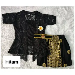 setelan Sofia lengan pendek rok mini Ashanti hitam gold dan obi kebaya modern