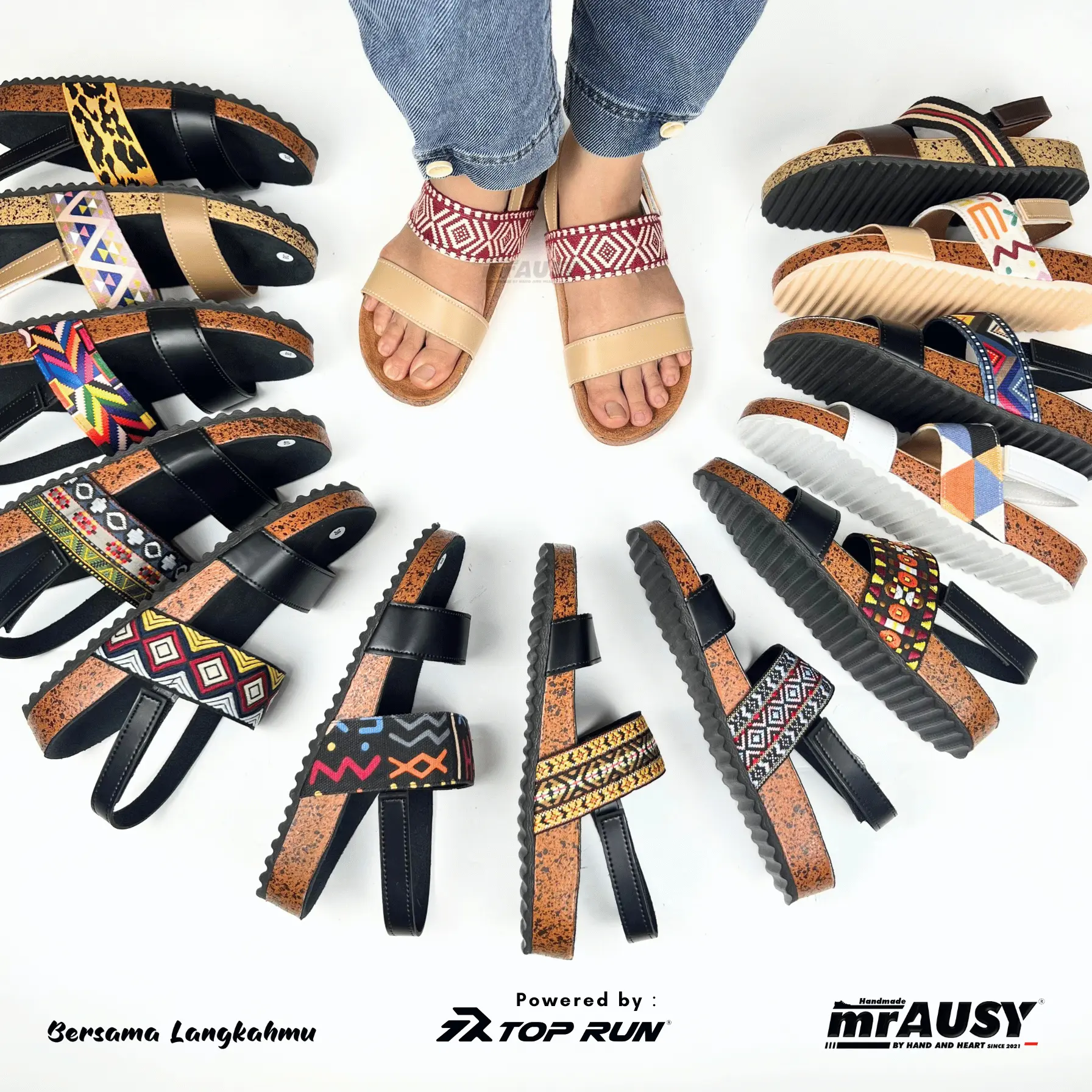 Sandal Cewek Wanita Selop Motif Etnik mrAUSY Slop