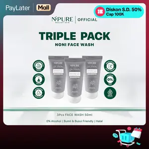 [TRIPLE PACK] NPURE Gentle Gel Cleanser Noni 50 ml Sabun Muka Kulit Sensitif / pH Balance / Low pH / Microbiome / No SLS SLES Alcohol Fragrance / Pembersih Wajah / Facial Wash / Hypoallergenic / Dermatologically /Aman Bumil Busui bayi newborn/HALAL