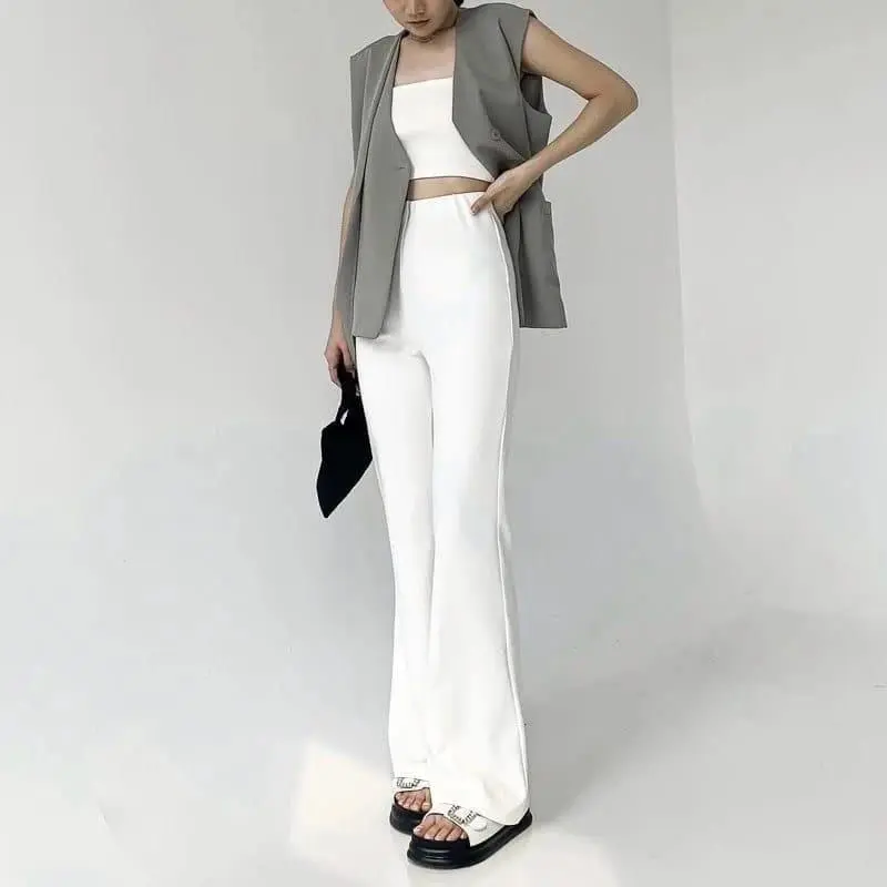 Flare Pant Celana Cutbray Wanita Highwaist Bahan Scuba Kekinian Kulot Cutbray Premium 5
