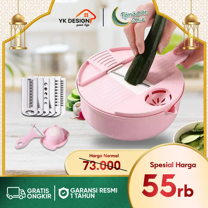 YK DESIGN Alat Potong Kentang Sayur Multifungsi Pengiris Parutan Chopper Kitchen 12 In 1 YK-123 0