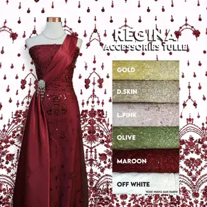 [REGINA ACCESSORIES TULLE] KAIN TULLE FULL WITH BEADS AND ROOT MODERN DESIGN PER 0,5M BAHAN WEDDING DRESS, BRIDE FAMILY, BRIDESMAID