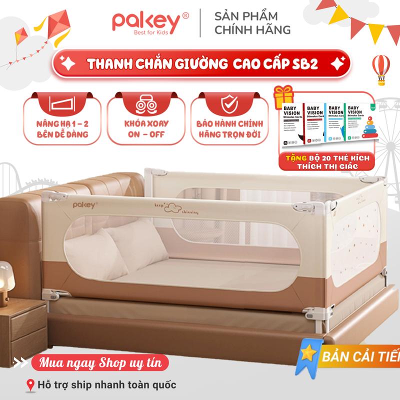 Thanh Chắn Giường Pakey Style Hàn Quốc Nâng Hạ Cả 1&2 Bên Tiện Lợi An Toàn Cho Bé Thanh Chặn Giường Bảo Hành Chính Hãng
