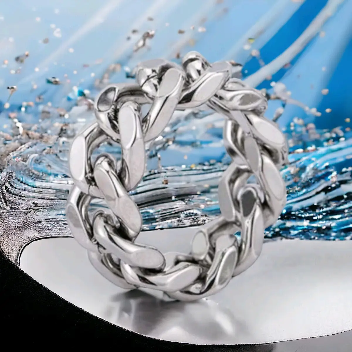 Cincin Rantai Titanium Anti Karat Tidak Luntur Rings