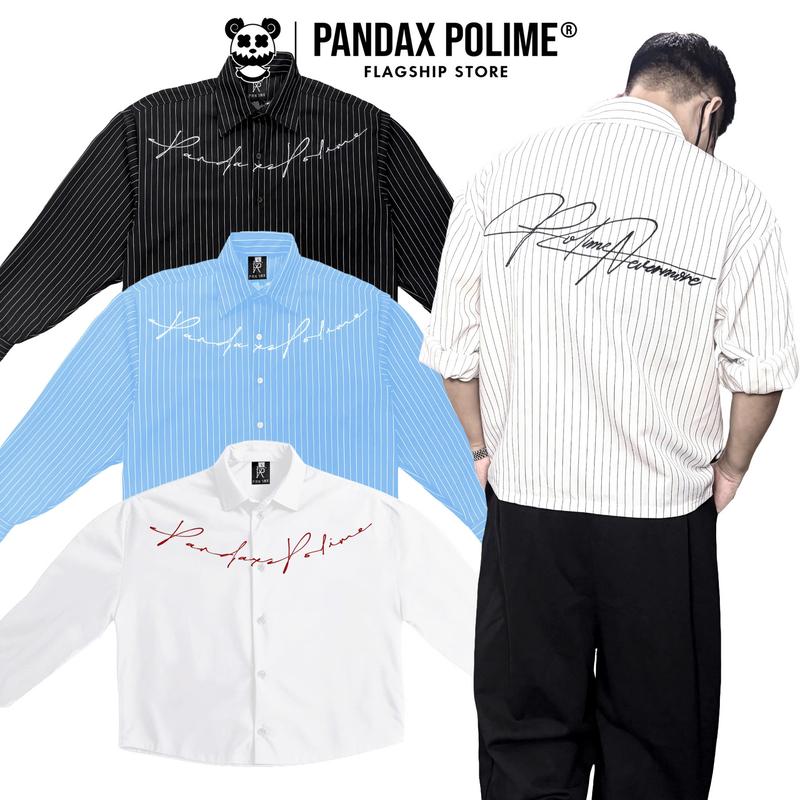 Áo sơ mi boxy oxford local brand kẻ sọc thêu unisex local brand form rộng big size cặp đôi nam nữ px pandax polime