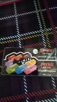 Product Review of 1 pack isi 40 pcs penghapus kecil/eraser warna warni joyko er-110 murah Stationery Pensil Hitam from D**3 0