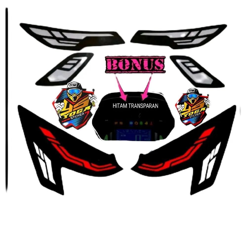 stiker lampu fullset depan belakang bonus stiker anti gores spidometer transparan Yamaha n max turbo Neo tahun 2025 Motorcycle