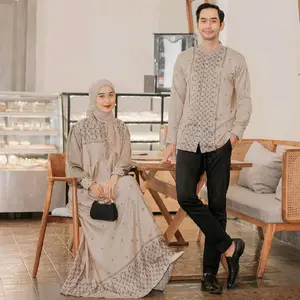 SHANAYA SERIES - Baju Couple Sarimbit Pasangan Gamis Kemeja Lengan Panjang Baju Lebaran 2025 Baju Muslim Couple Suami Istri Gamis Kemeja Kondangan Busui Kekinian Terbaru