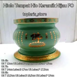 Hiolo Tempat Hio Hijau Keramik FO 6in