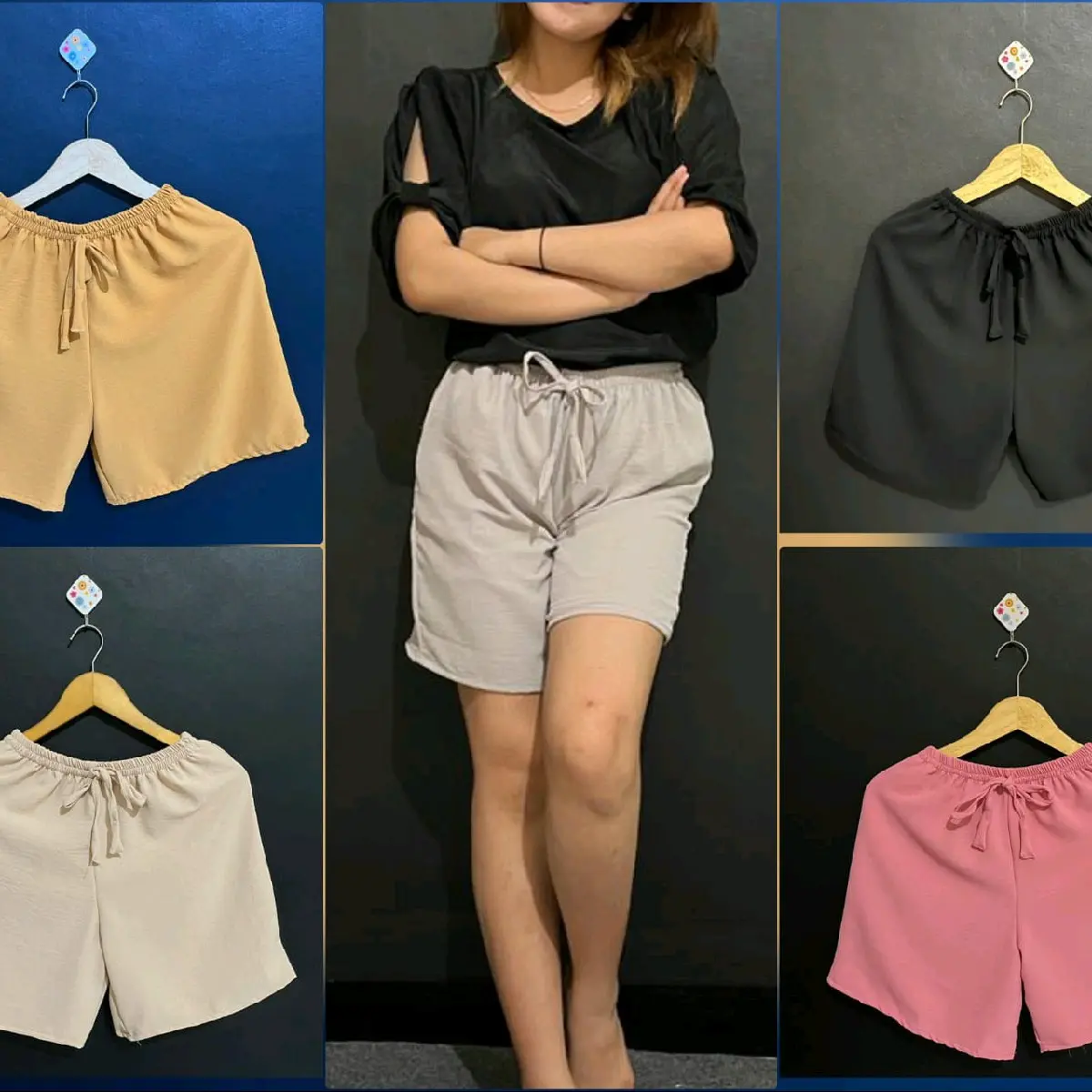 Celana pendek Crinkle Kulot wanita pendek crinckle  Serut airflow Kulot Shorts Santai