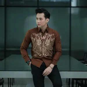 TOBA MAHOGANI Kemeja batik pria lengan panjang furing full katun Slimfit halus Lembut Nyaman