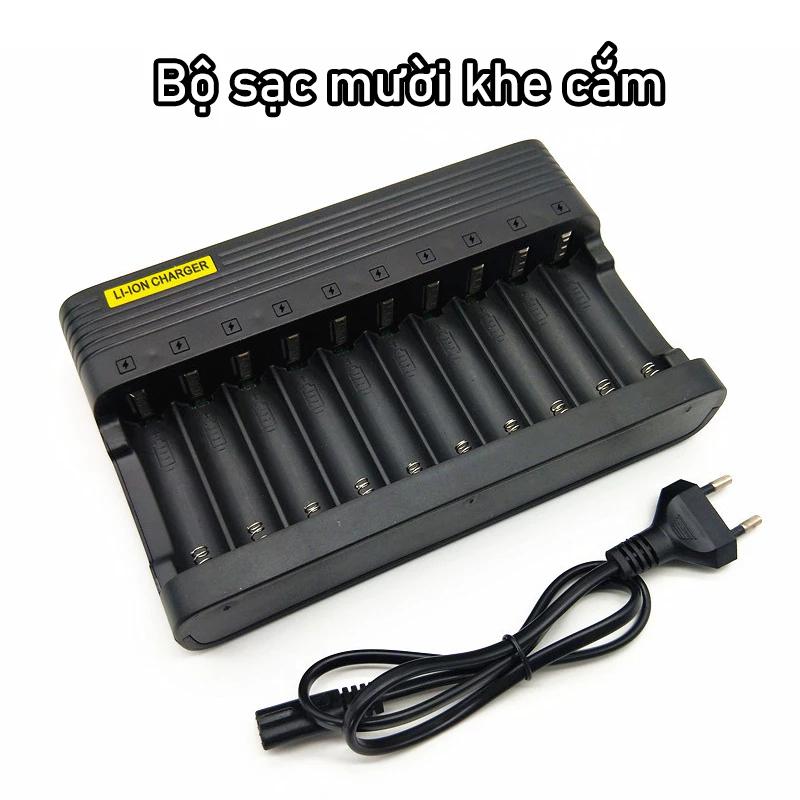  Sạc Pin Tự ngắt và có đèn báo khi đầy 4 Khe 10 Khe cao cấp dùng cho pin 26650 18650 AA 