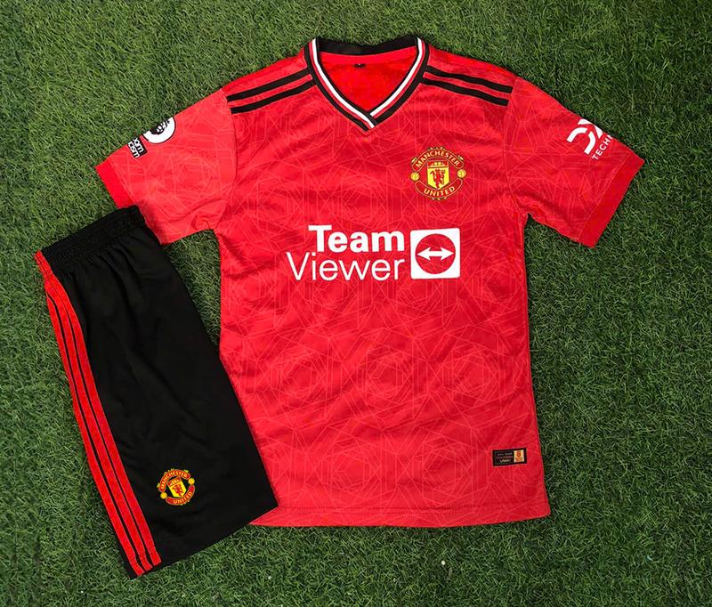 MU - DOCT01 in tên số áo theo yêu cầu - Bộ quần áo đá bóng áo đá banh M<<U đỏ cổ tim- Hàng thun lạnh cao cấp thoáng khí thoải mái nam nữ thấm hút mồ hôi tốt sport top