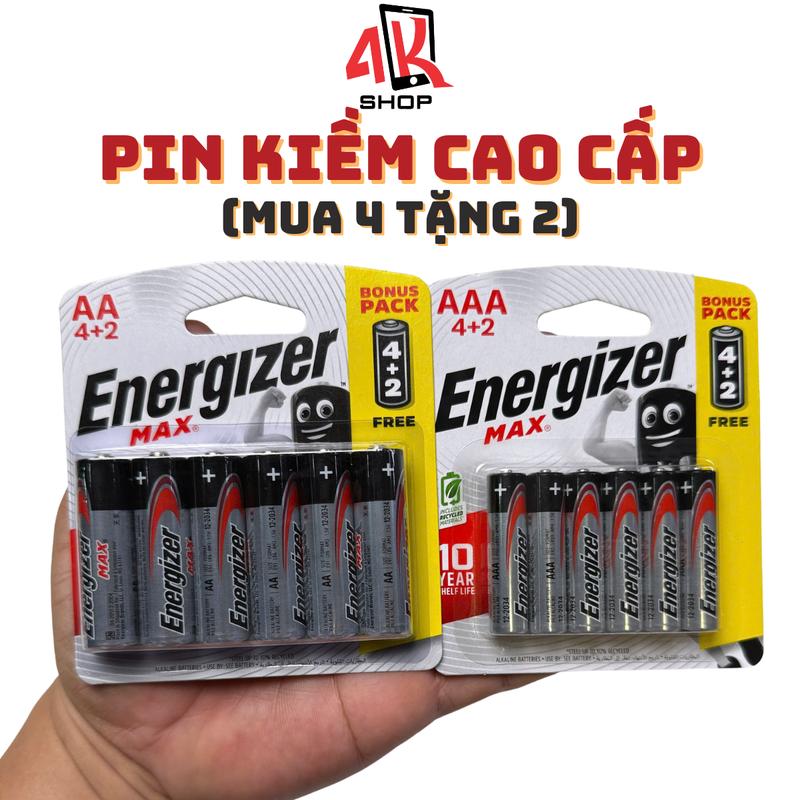 Energizer Pin Kiềm Cao Cấp AA & AAA 1.5V LR6 Vỉ 4 Tặng 2 Mua 4 Tặng 2 Bonus Pack