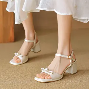Muchu - Pearly Sandal Wanita / Sandal Hak Tahu Mutiara / Sandal Heels Casual REV 01