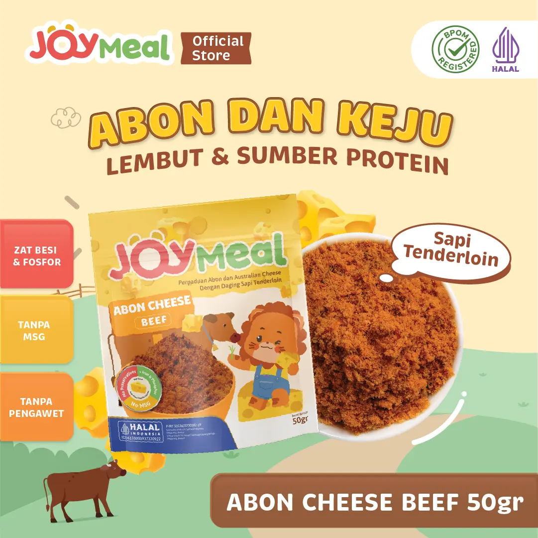 JoyMeal ABON CHEESE BEEF 50gr | Perpaduan Abon Sapi Tenderloin dan Australian Cheddar Cheese