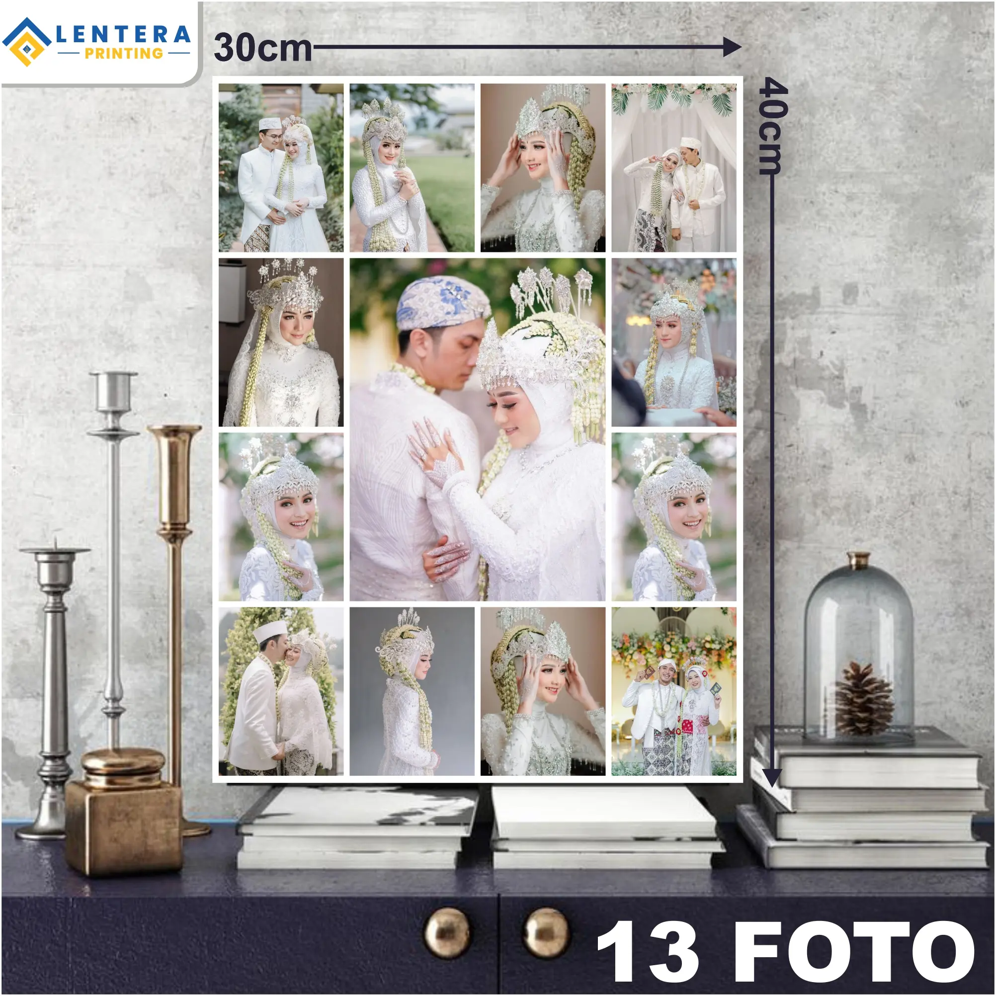 Cetak Foto KOLASE 12R (30x40cm) + Bingkai | HD Tahan Air