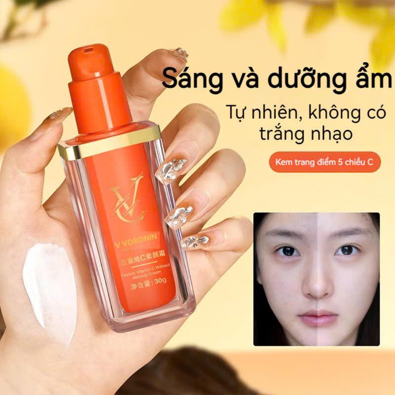 Kem Lười Che Khuyết Điểm 5in1 VC Five Vitamin C Tone-up Cream VC BareFaced Cream Lazy Cream Kem trang điểm Kem dưỡng ẩm săn chắc Kem dưỡng ẩm sâu 30g Chống Nắng Dưỡng Da