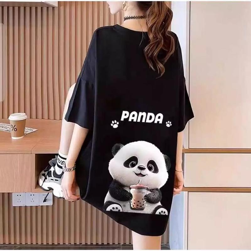 SILVANESSA T SHIRT OVERSIZE BIG PANDA KAOS OVERSIZE ATASAN UNISEX COTTON COMBAD 100% 1