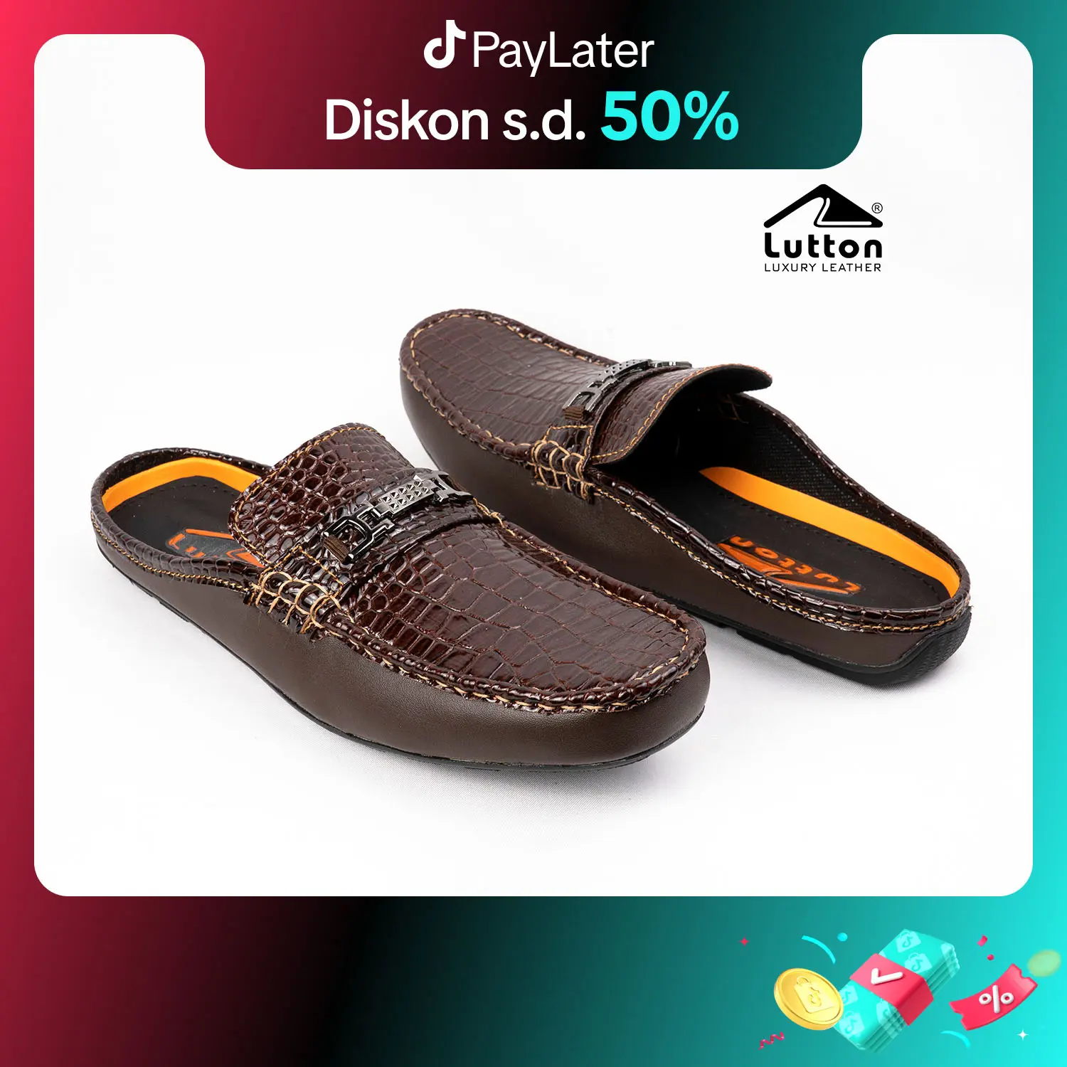 SANDAL SLOP PRIA MOTIF BUAYA - PREDATOR shoes  Karet