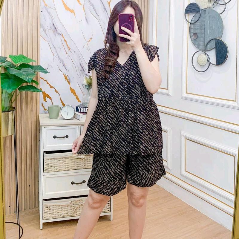 SETELAN PENDEK ZORA MOTIF || DASTER PUTRI BALI || SETELAN RAYON PENDEK 9