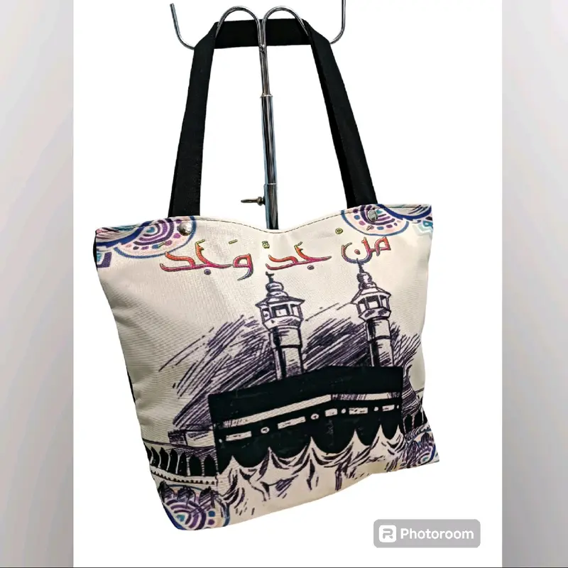 Totebag Kanvas Tas pengajian Tas wanita Tas Printing Makkah Series oleh oleh Haji / umroh 1