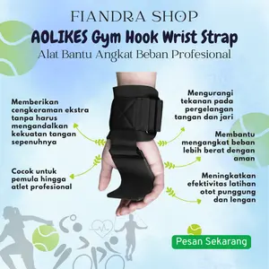 Aolikes Weight Lifting Wrist band Grip Hook Strap Gym WRAP SARUNG TANGAN GYM