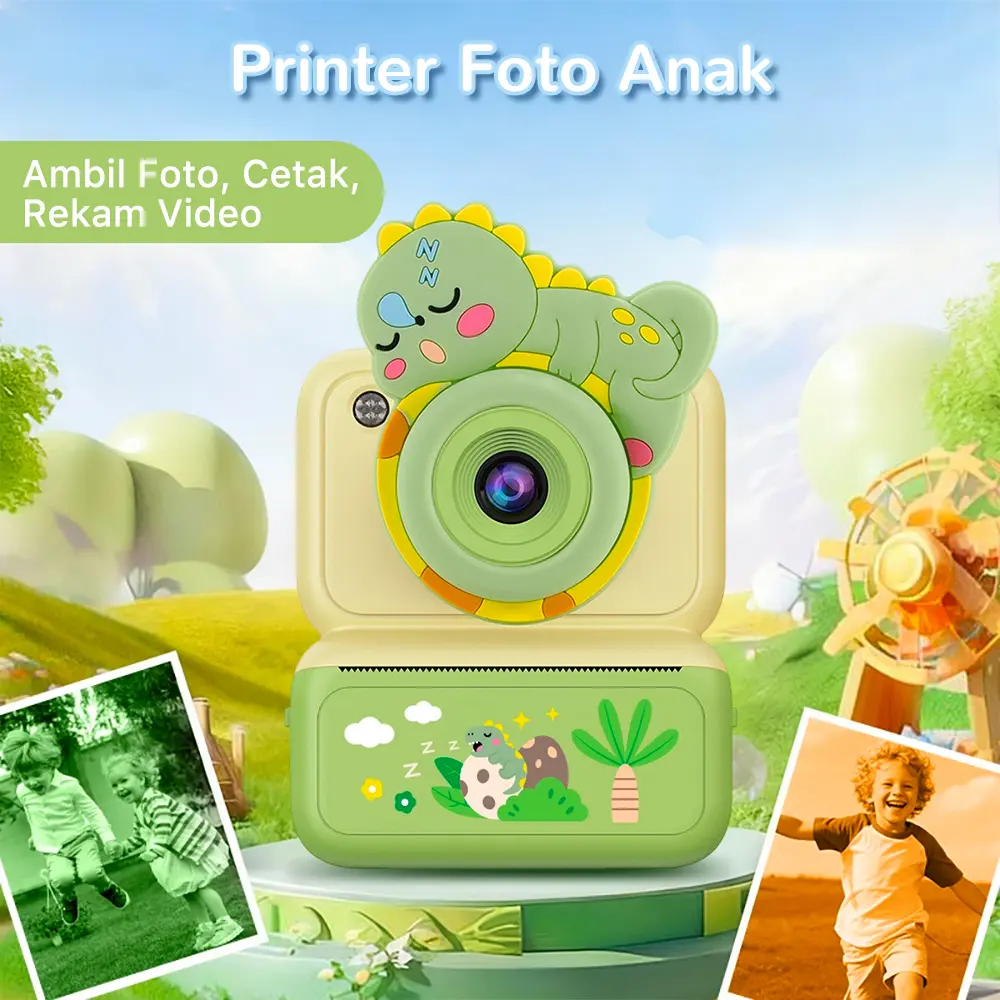 Printer foto anak-anak, printer termal, video anak-anak Desain lucu, ukuran mini, cetak monokrom - Yellow