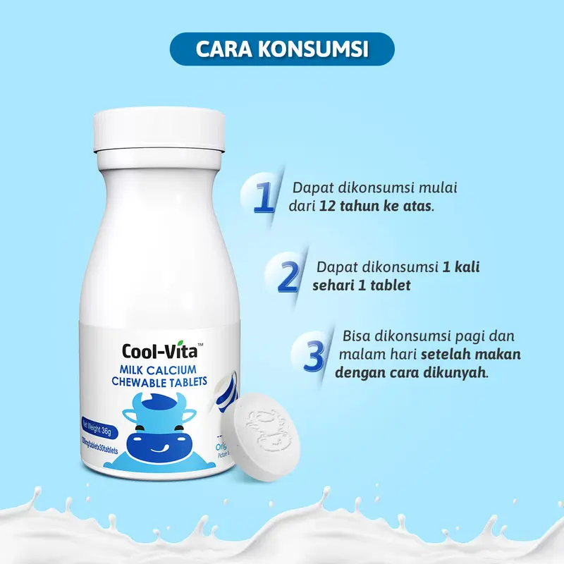 [FS] Coolvita 1 Botol Calcium Chewable isi 30 Tablet - Tablet Kunyah | Vitamin/Suplemen Kesehatan | Bantu Jaga Kesehatan Tulang dan Gigi 1