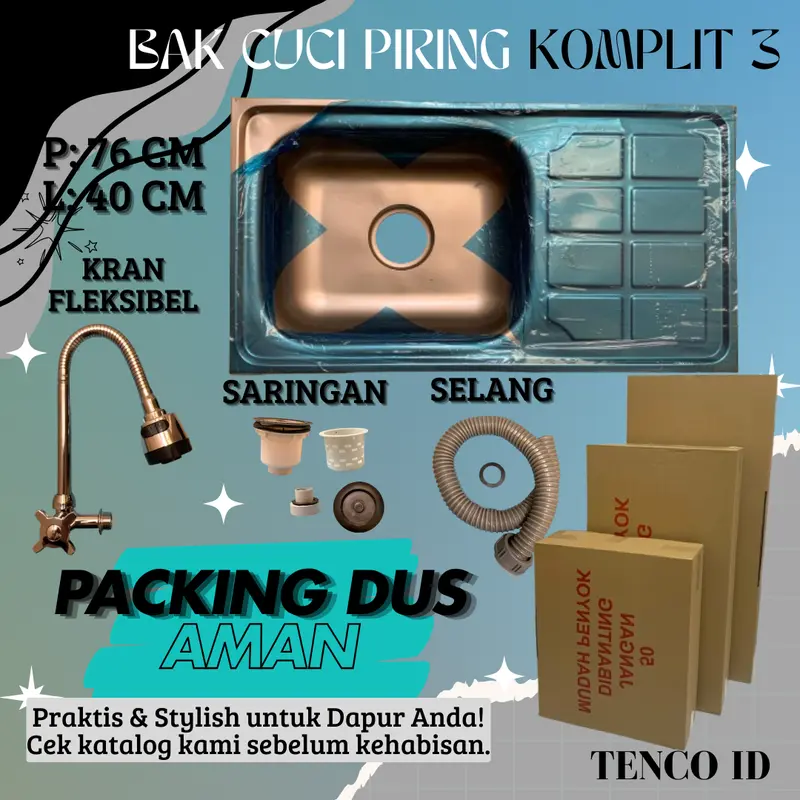 BAK CUCI PIRING UKURAN 76 CM TEBAL BAGUS ANTI KARAT STAINLESS KG-76 0