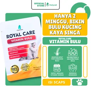 Holycatlabs Vitamin Bulu Kucing Anti Rontok Royal Care Gondrong Bulu Mengkilap Kulit sehat dalam 14 hari isi 5 kapsul