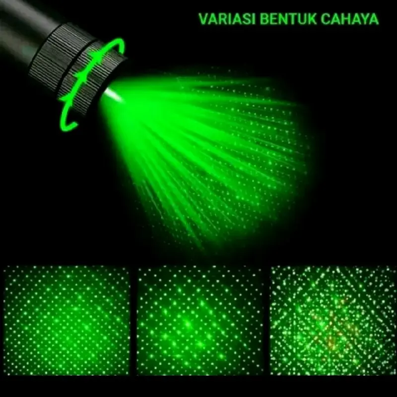 LASER GREEN POINTER 303  5000MW warna hijau  Batrei Cas jarak jauh FREE Charger dan Kunci Senter 1