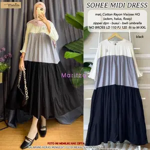 SOHE MIDI DRESS KOMBINASI VELORA MIDI DRESS RAYON JUMBO BUSUI BUMIL OOTD HIJAB MIDI 3 WARNA DRESS PELANGI