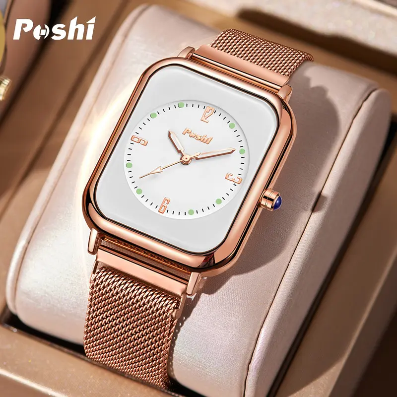 (002 harga telah diganti, cepat beli) POSHI Mesh Belt Jam Kuarsa Jam Tangan Fashion Wanita Gratis Ongkos Kirim Quartz Watch Women PS937 0