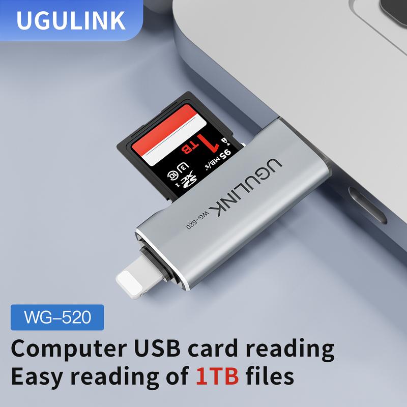 Bộ Chuyển Đổi OTG, UGULINK, 4 trong 1, USB Loại C và tương thích với Iph, Máy ảnh, SD, MicroSD, TF, Đầu đọc thẻ nhớ, Tương thích với máy tính xách tay và điện thoại, Lựa chọn tốt nhất cho máy ảnh và camera giám sát usb đọc thẻ nhớ