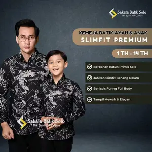 Kemeja Batik Couple Ayah Anak Motif Paduka Bahan Katun Halus Lapis Furing Full Body