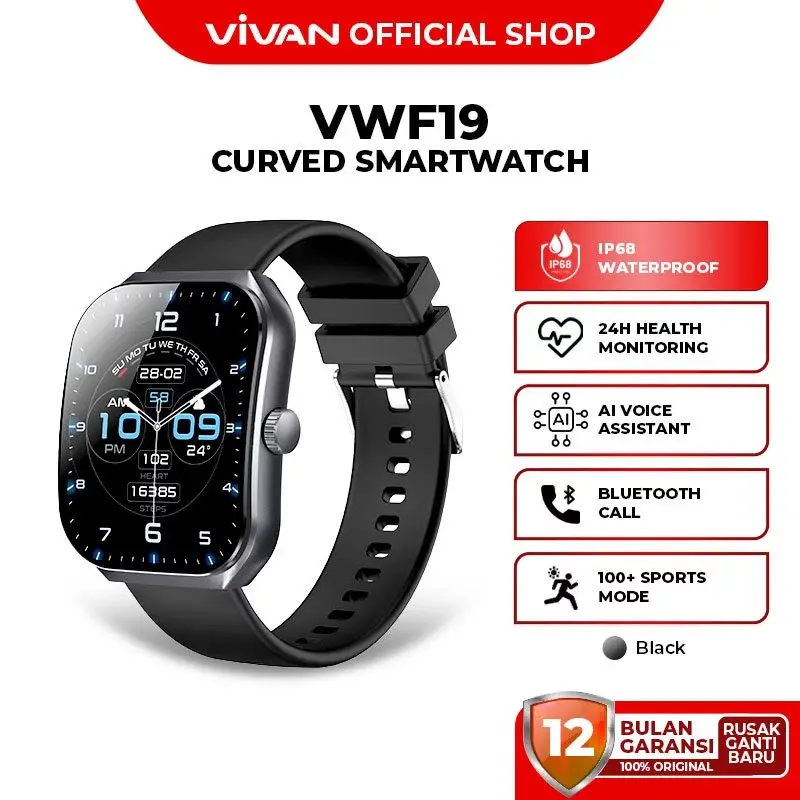 VIVAN Smart Watch VWF19 123+ Sports Mode Waterproof IP68 Professional  Health Monitoring Default
