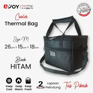 EZJOY Cooler Thermal Bag HITAM / Tas Termal Foil Piknik dan Perlengkapan Botol Susu Bayi / Travel Bag 2