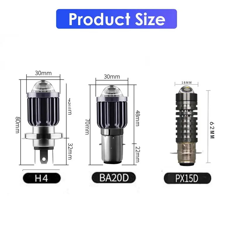 Bóng đèn LED đèn pha xe máy, H6 BA20D H4 PX15D, với thấu kính, chùm sáng Hi Lo hai màu, thích hợp cho xe tay ga, cũng cho đèn sương mù, phụ kiện xe máy 8