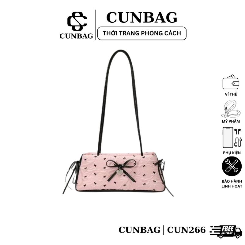 Túi Xách Nữ Tiểu Thư Nơ Ruy Băng Có Charm Tim Cực Yêu Đeo Vai CUN266