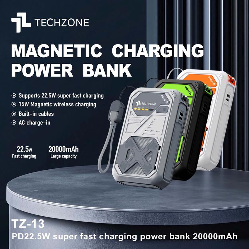 TECHZONE STORE Sạc Dự Phòng Không Dây 22.5W Kiêm Củ Sạc Cho Iphone Và Android Hỗ Trợ Sạc Nhanh Và Giá Đỡ Điện Thoại