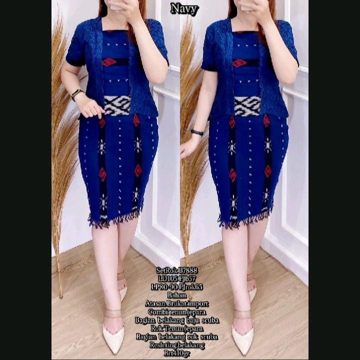 SETELAN TENUN WANITA RUMBAI BAWAH ATASAN BROKAT, BAJU KEBAYA TENUN, BAJU ADAT, BAJU SERAGAM, BAJU CASUAL 8