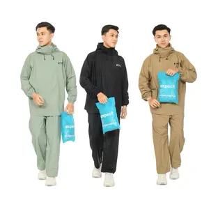BY EXPECT Jas Hujan Hoodie Tanpa Zipper Celana Sealling Pres Bahan PVC Original Waterproof & Windproof Mantel Hujan Premium