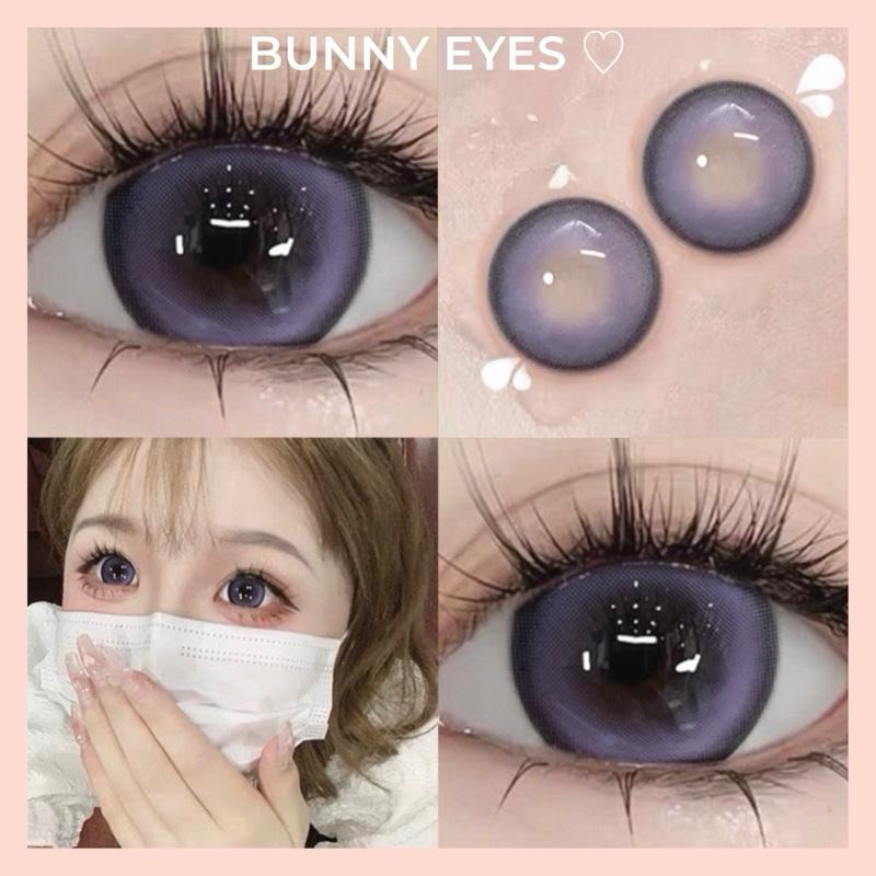  Kính Áp Tròng Lens Tím Purple Potato Size 14.2mm Độ Cận Từ 0.00 Đến 6.00 Độ   Giá 1 Cặp - Tặng Kèm Khay Dụng Cụ Đeo  - Bunn Eyes 