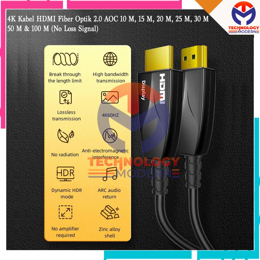 Kabel HDMI Fiber Optik 2.0 AOC 20 M Original (No Loss Signal) - 4K60