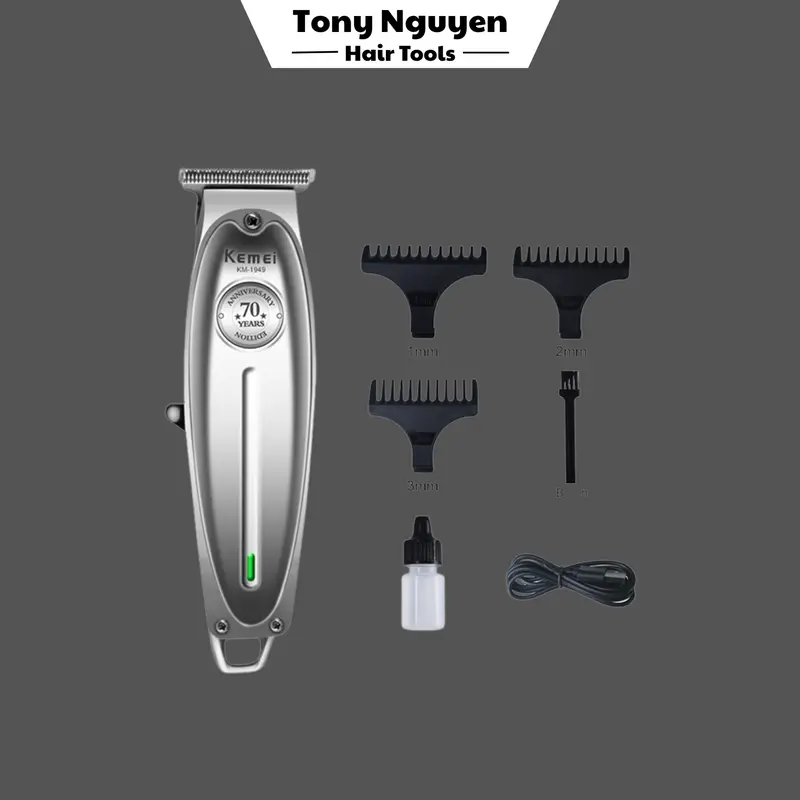 Tông đơ chấn viền Kemei 1949 cực chất vỏ kim loại cho thợ chuyên nghiệp 0