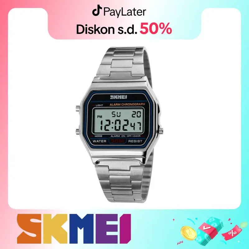 Jam Tangan Wanita Digital SKMEI 1123 Stainless Steel Anti Air 30 Meter Original 0